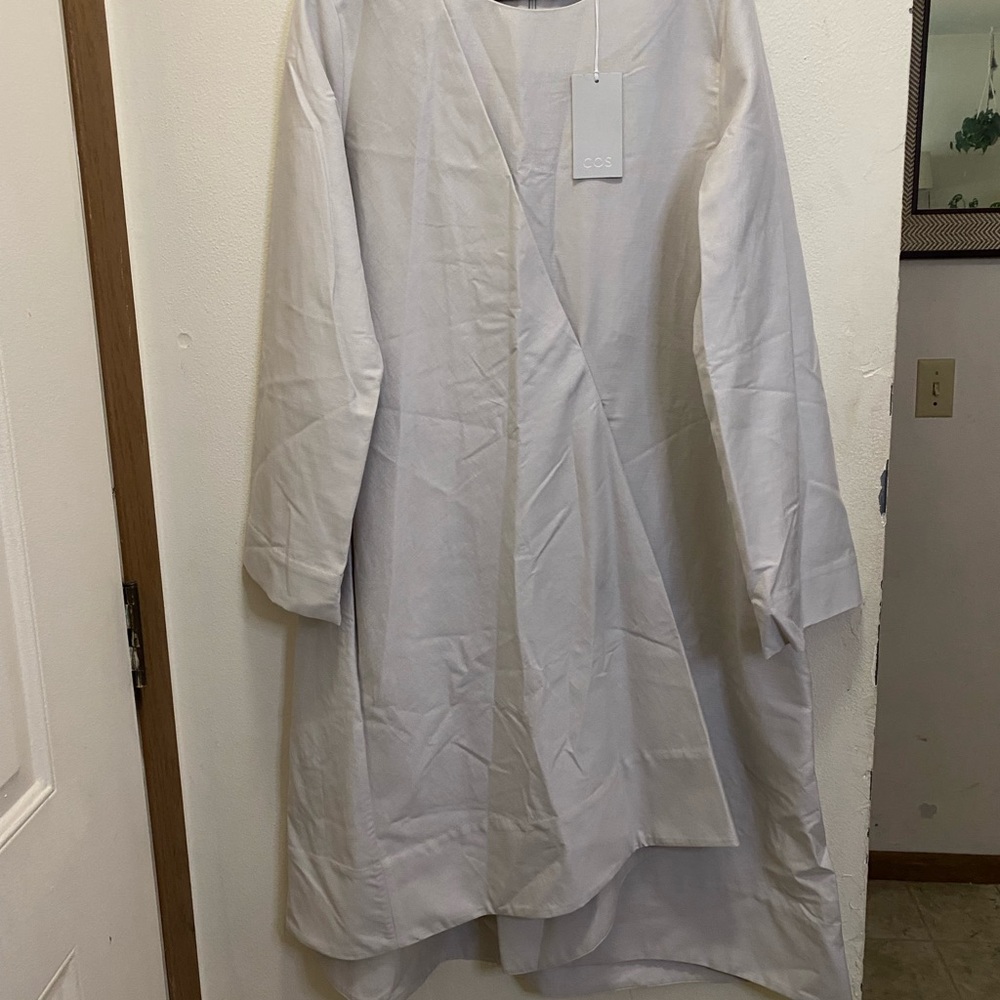 COS off white asymmetric midi dress, size 8